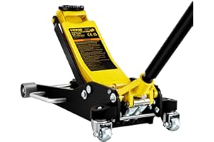 VEVOR 3 Ton Low Profile , Aluminum and Steel Racing Floor Jack with Dual Pistons Quick Lift Pump for Sport Utility Vehicle, Lifting Range 3-6/11"-19-11/16", yellow,black