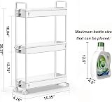 SOLEJAZZ 3-Tier Slim Storage Trolley Cart with 6 Hooks White Plastic view 2