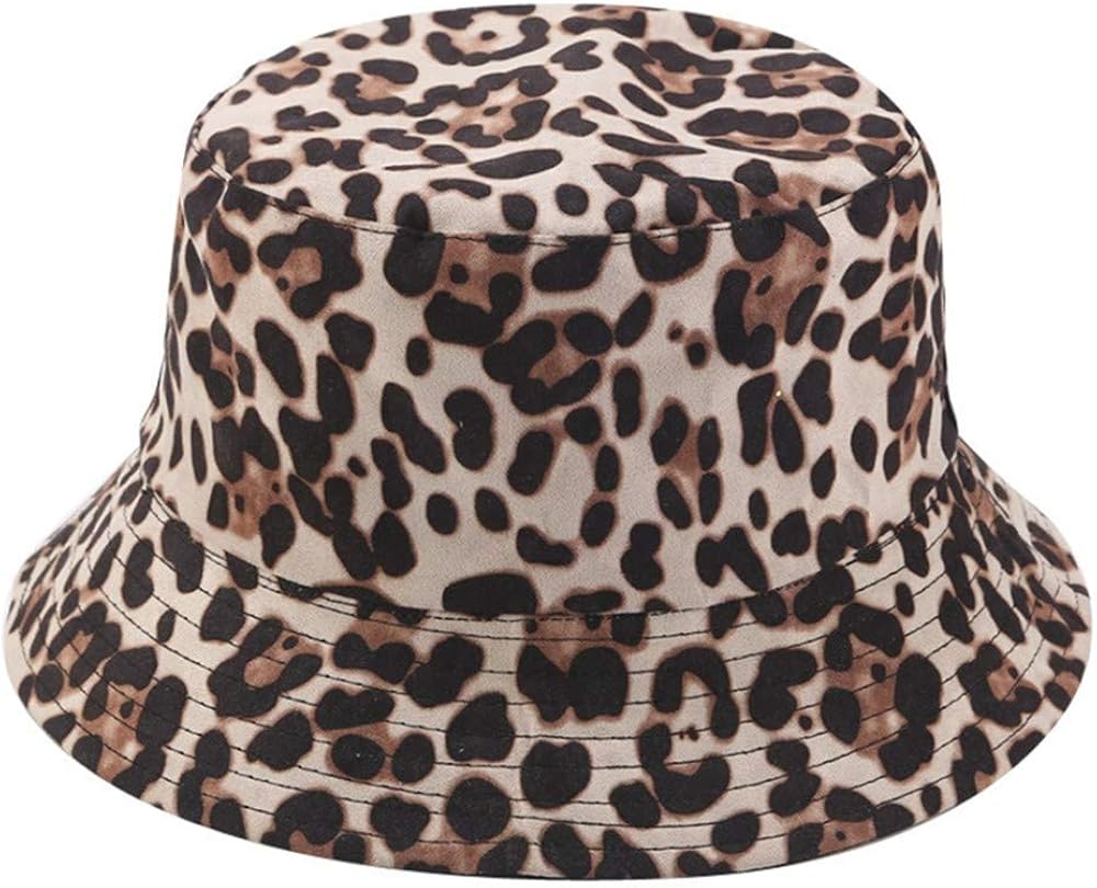 CWENROU Bucket Hat,Fashion Retro Leopard Print Personality Unisex