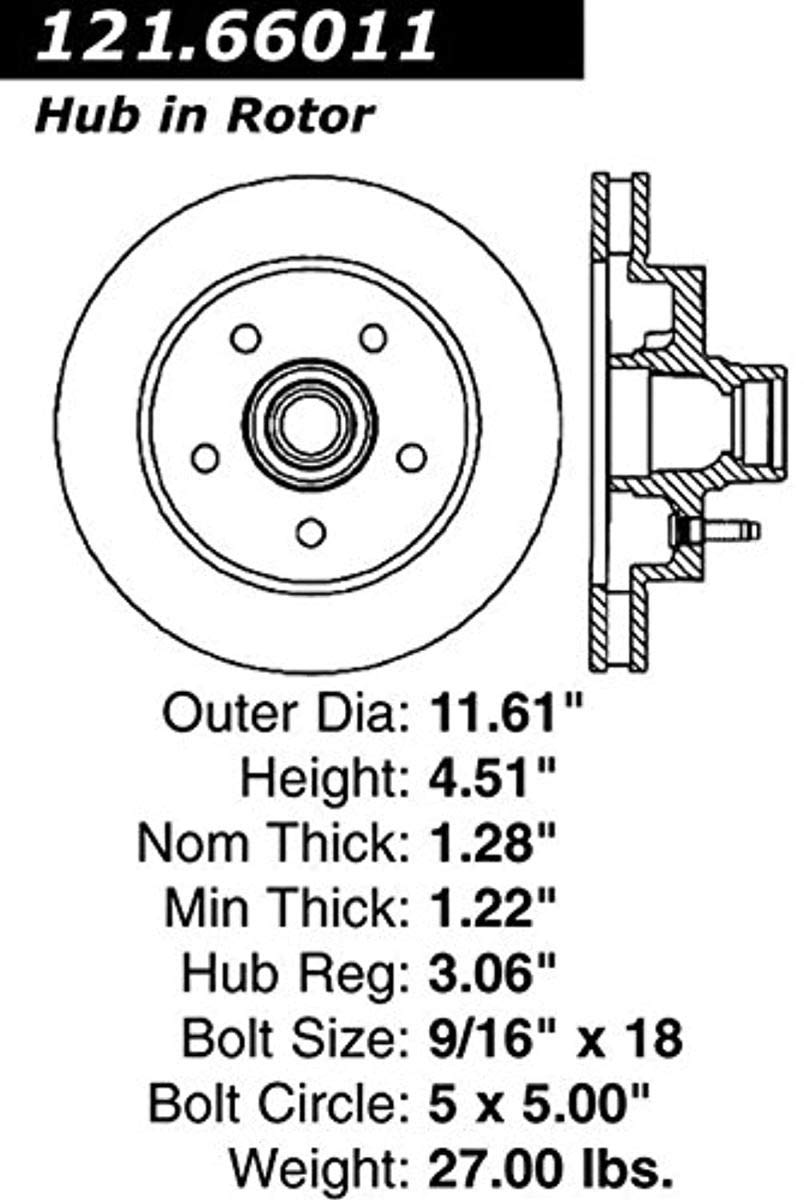 CentricParts 121.66011 C-Tek Standard Brake Rotor