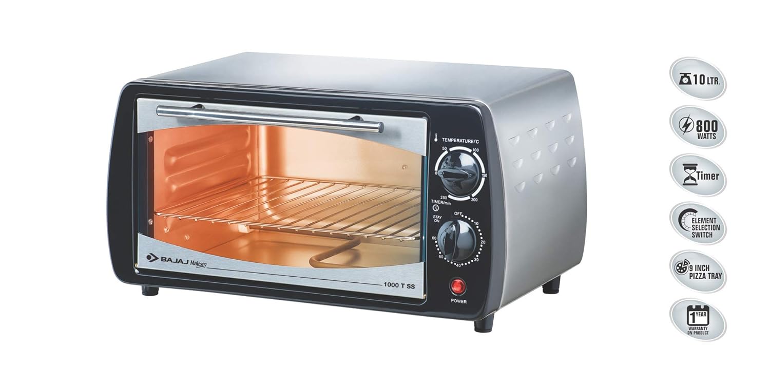 Buy Bajaj 1000 TSS 10-Litre Oven Toaster Grill (Silver/Black) Online at Low  Prices in India - Amazon.in