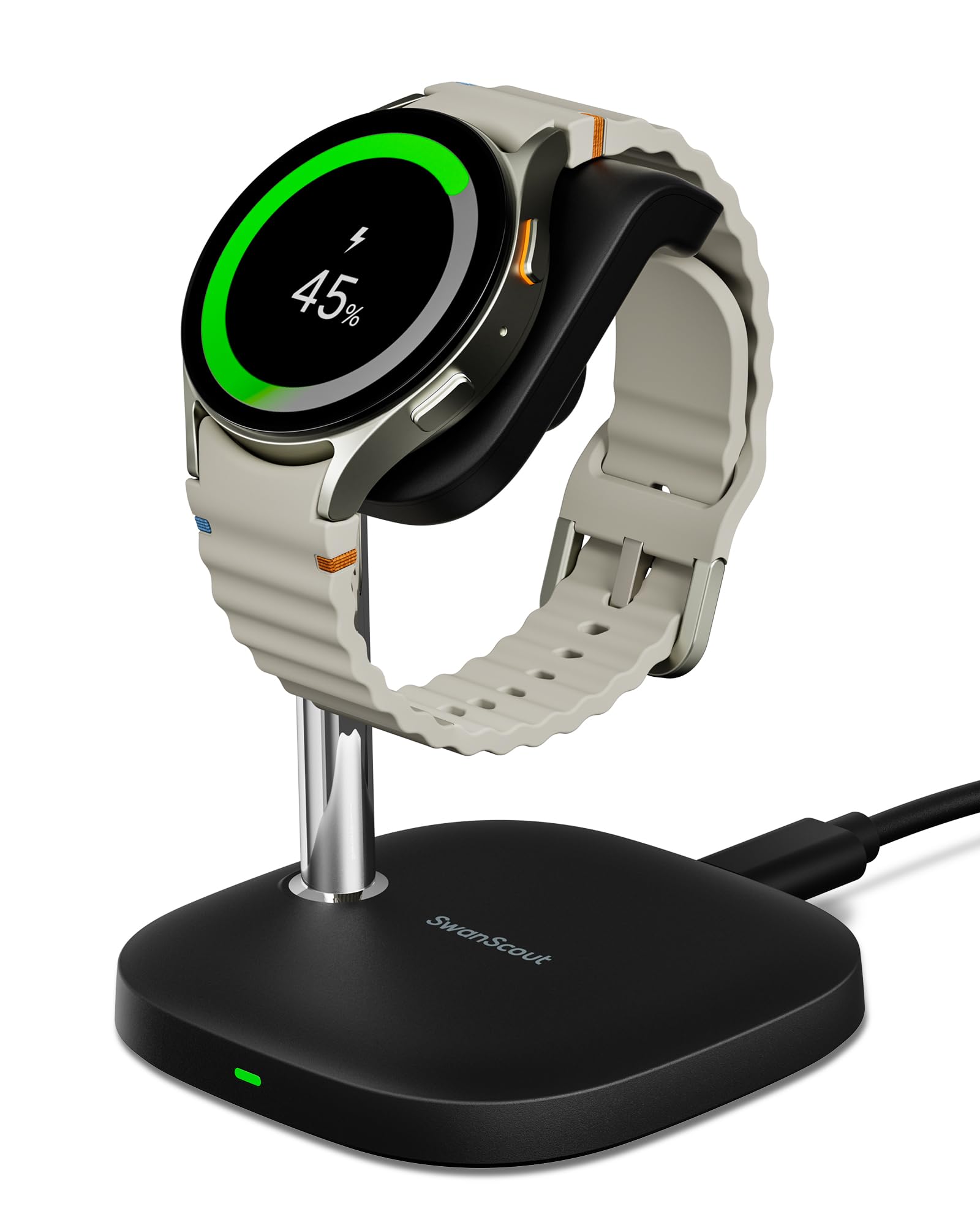 Photo 1 of SwanScout Charger Stand for Samsung Galaxy Watch 8/8 Classic/Ultra (2025)/7/Ultra/FE/6/6 Classic/5/5 Pro/4/3/Active 2/Active, SwanScout 505S