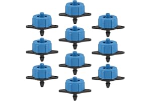 uxcell Pressure Compensating Dripper 1 GPH 4L/H Emitter for Garden Lawn Drip Irrigation with Barbed Hose Connector, Plastic Black Blue 50pcs