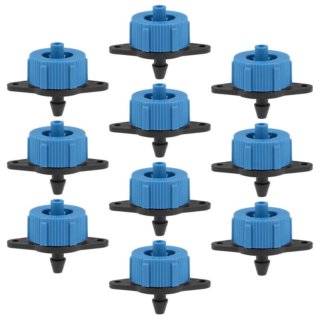 uxcell Pressure Compensating Dripper 1 GPH 4L/H Emitter for Garden Lawn Drip Irrigation with Barbed Hose Connector, Plastic Black Blue 50pcs