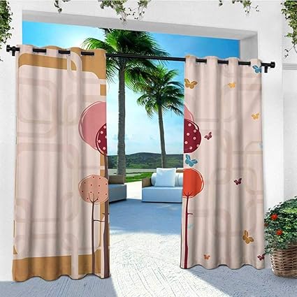 Amazon Com Retro Outdoor Curtain Pole Colorful Trees And