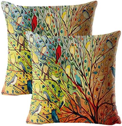 Upersonality Printed Colorful Linen Fabric Throw Pillow Case Cushion Cover 18" x 18" 45cm x 45cm Set of 2 (multi1)