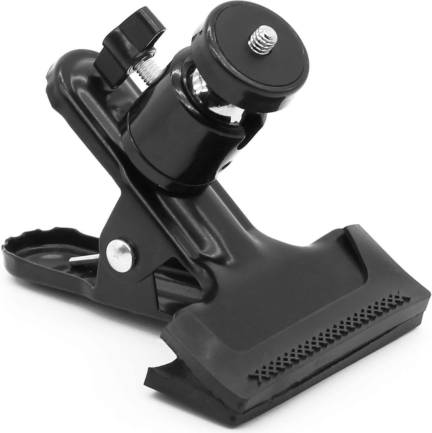 PYXEL Camera Spring Clamp, Tripod Camera Mount Clip with 360 Degree Swivel Mini Ball Head & 1/4" Screw, Metal Flash Reflector Holder for Studio Backdrop DSLR, Digital DSLR, Video