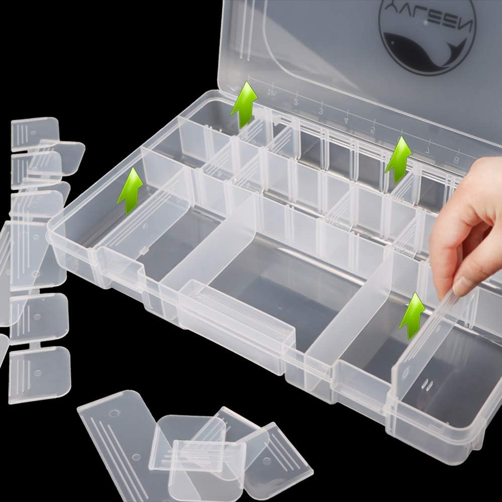 YVLEEN Fishing Tackle Box Organizer - 3600 3700 Tackle Plastic Storage Box Kit with Adjustable Dividers, Large Utility Tackle Plastic Organizer Boxes for Fishing Lures, Included 2pcs of Extra Clip : Sports & Outdoors