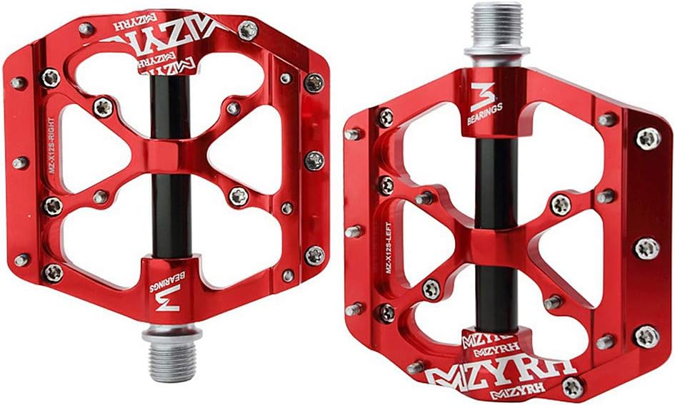 ZJY Bike Pedal, 3 Bearings Mountain Bicycle Pedals, with 18 Anti-Skid Pins - Aluminum Alloy Construction, Fully Enclosed Design - for Road, BMX, MTB Bikes