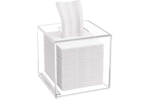HIIMIEI Acrylic Tissue Box Cover 5.4x5.4x5.4'' Clear Tissue Holder Napkin Dispenser for Home Office Restaurant-Clear