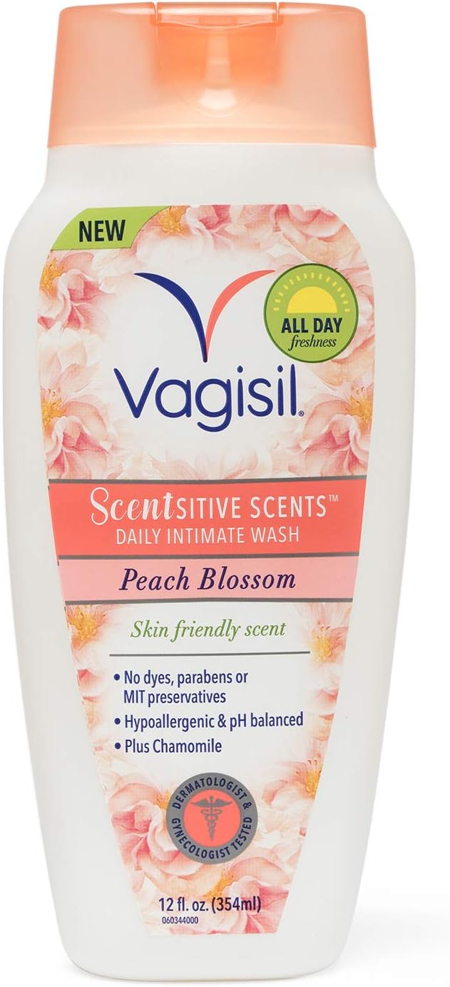 Vagisil Scentsitive Scents Daily Intimate Feminine Wash for Women, Gynecologist Tested, Peach Blossom, 12 Fluid Ounce: Health & Personal Care