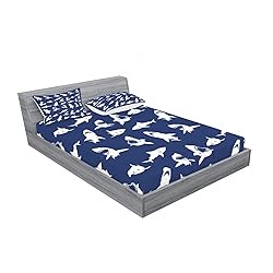 Ambesonne Shark Fitted Sheet & Pillow Sham