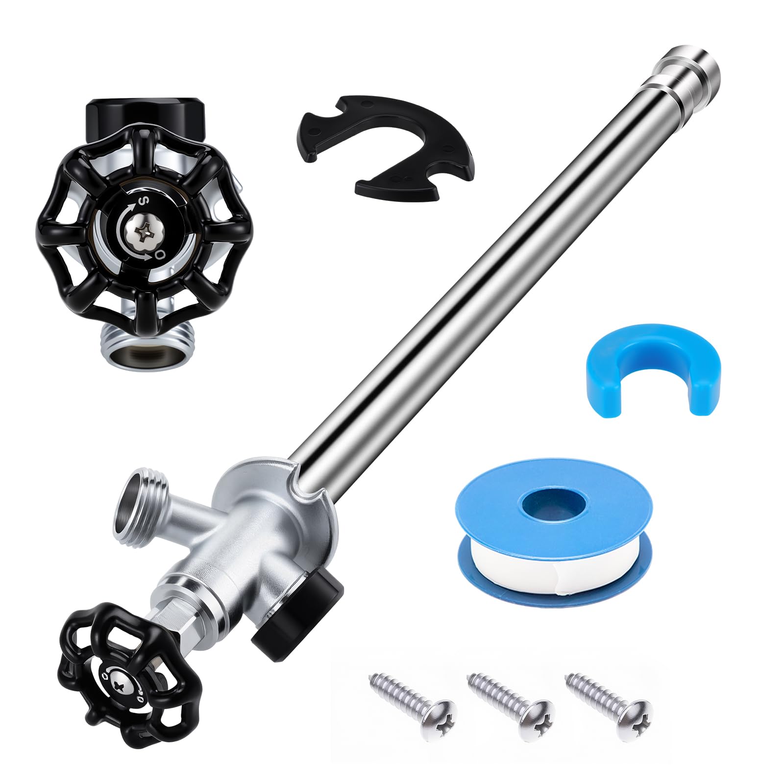 Photo 1 of 10inch Frost Free Outdoor Faucet, Freeze Proof Outdoor Faucet 1/2" Push-to-Fit Connector x 3/4" Hose Bibb Spigot, No Lead Brass Sillcock with Anti-Siphon Backflow Preventer