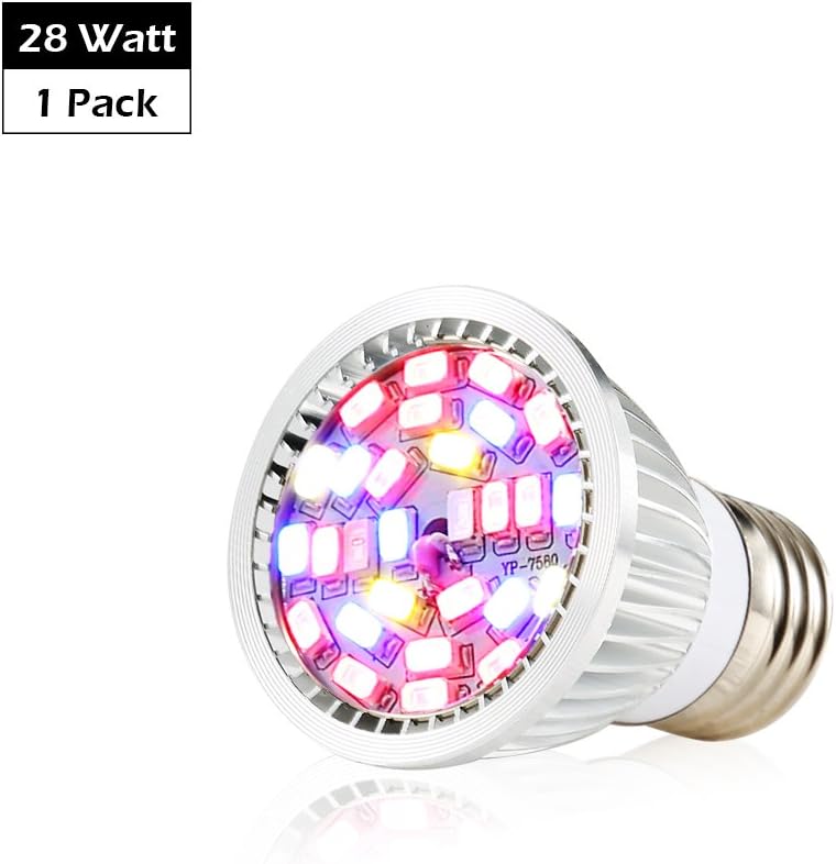 CREATE BRIGHT Led Grow Light Bulb, 28W Plant Bulb Full Spectrum Led Grow Bulb E26 Grow Plant Light for Indoor Plants,Aquariums,Hydroponics Greenhouse Organic,Pack of 1