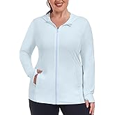 COOTRY Women's Plus Size UPF 50+ Sun Protection Jacket Lightweight Long Sleeve Zip Up Hoodie Cooling Sun Shirt Hiking Workout