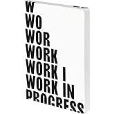 Nuuna Notebook A5+ | Graphic L - Work In Progress | Dotted Journal | 3.5 mm Dot Grid | 256 Numbered Pages | 120 g Premium Paper | Leather White | Made in Germany,black, white,165 x 220 mm