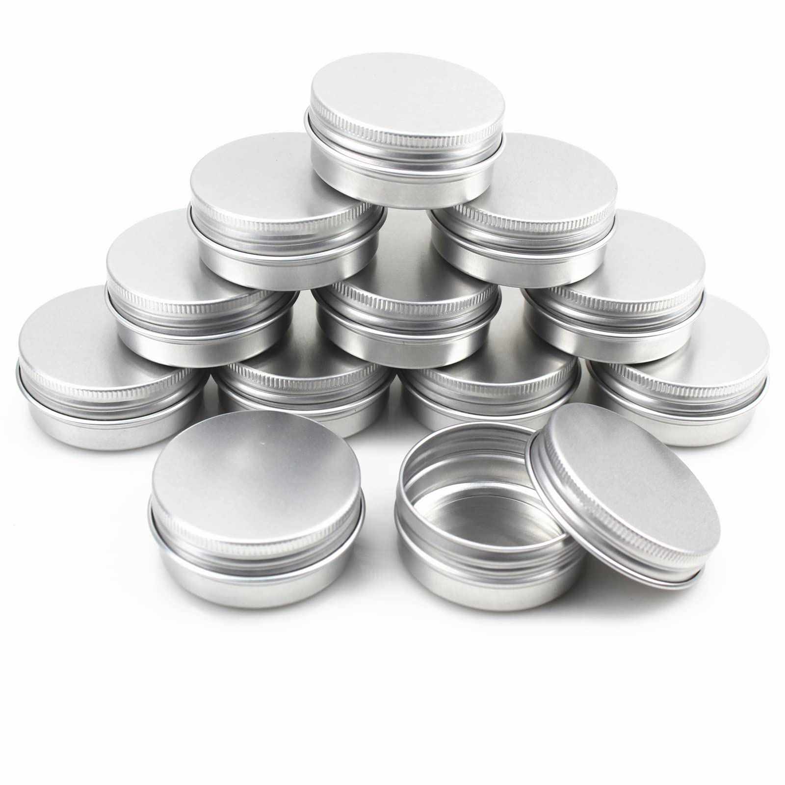 Gad2go 20 Pieces Aluminum Tins Jars with lids 30ml Round Cans Container Sample Pots for Candle Lip Balm Lotion Crafts Jewelry (52x52x20mm)