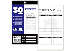 INWERK 1NMORE Baseball/Softball/Basketball Lineup Cards, 4 Part Carbonless Copies, 30 60 Games/Sets, 25 Players Line Up Sheets with Backboard for Coaches and Referees, 4.7 x 8 inch