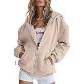 EFAN Women's Drawstring Zip Up Cute Hoodies Fall Jacket Oversized Casual Sweatshirts with Pocket