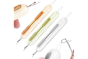 LOOHOI 3 Pack Upgraded 2 in 1 Automatic Needle Threaders Seam Ripper,Sewing Machine Needle Threader Tool,Dual-End Design for Easy Threading, Unthreading, Fabric Crafting and Sewing Supplies