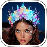 EARENT Light Up Mermaid Crown Starfish Tiaras and Crown Seashell Headband Costume Hair Accessories for Women