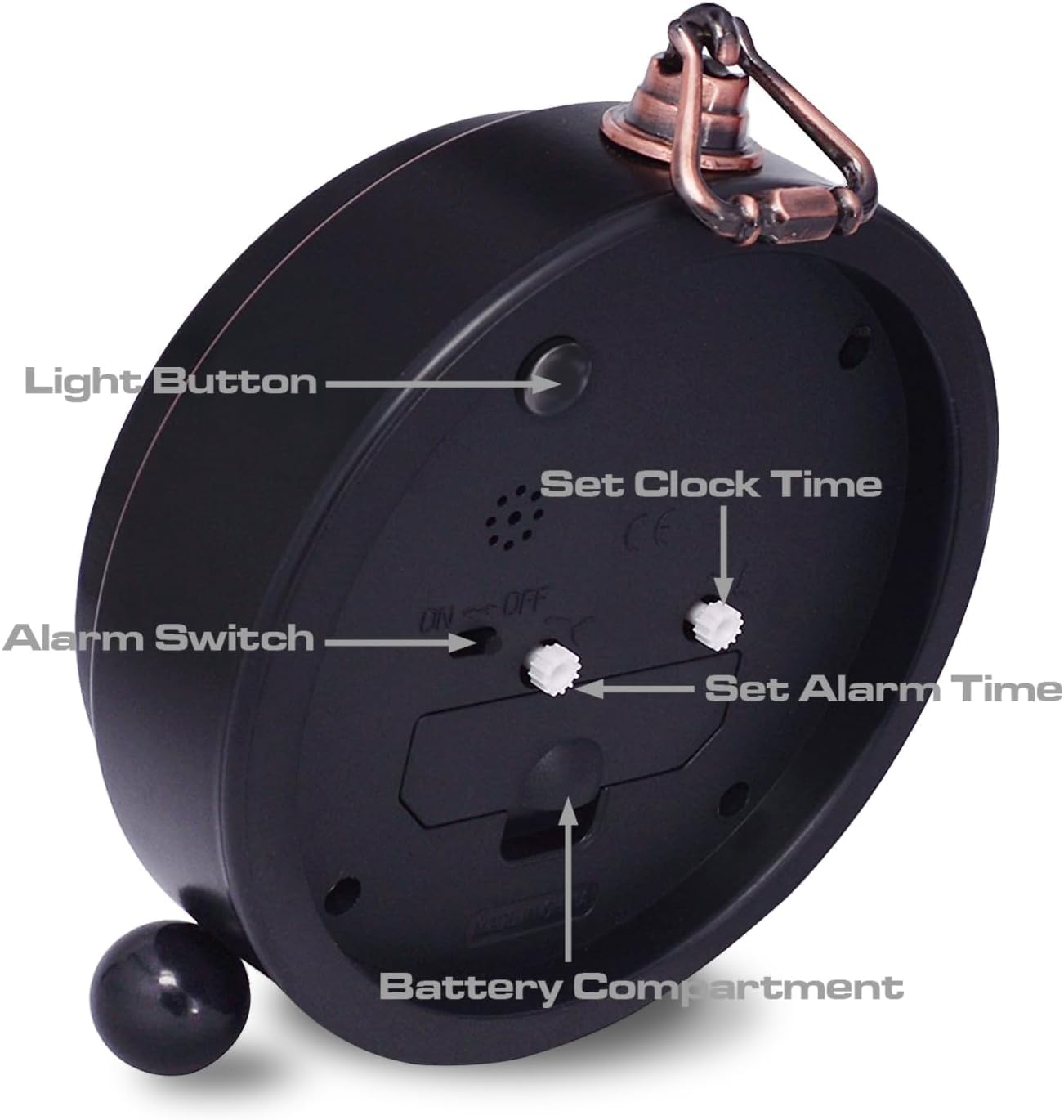 Vintage Analog Alarm Clock Small Silent Desk Clock Night Light Battery Operated Table Bedroom Bedside Living Room Gift Clock Alarm Clock Analog Quiet Movement Interior Table Clock Classic Bell Antique