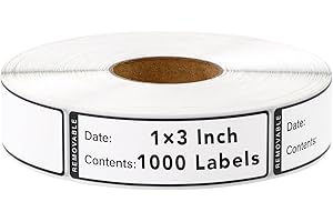 SUMAJU 1000 Pcs Removable Freezer Labels, 1 x 3 Inch Freezer Paper for Food Containers Food Date Stickers Refrigerator Food S