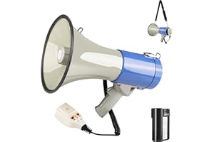 Loudmore 50 Watt Megaphone Bullhorn with Detachable Microphone, 240s Recording and Siren - Perfect for Indoor/Outdoor Sporting Events and Crowd Control