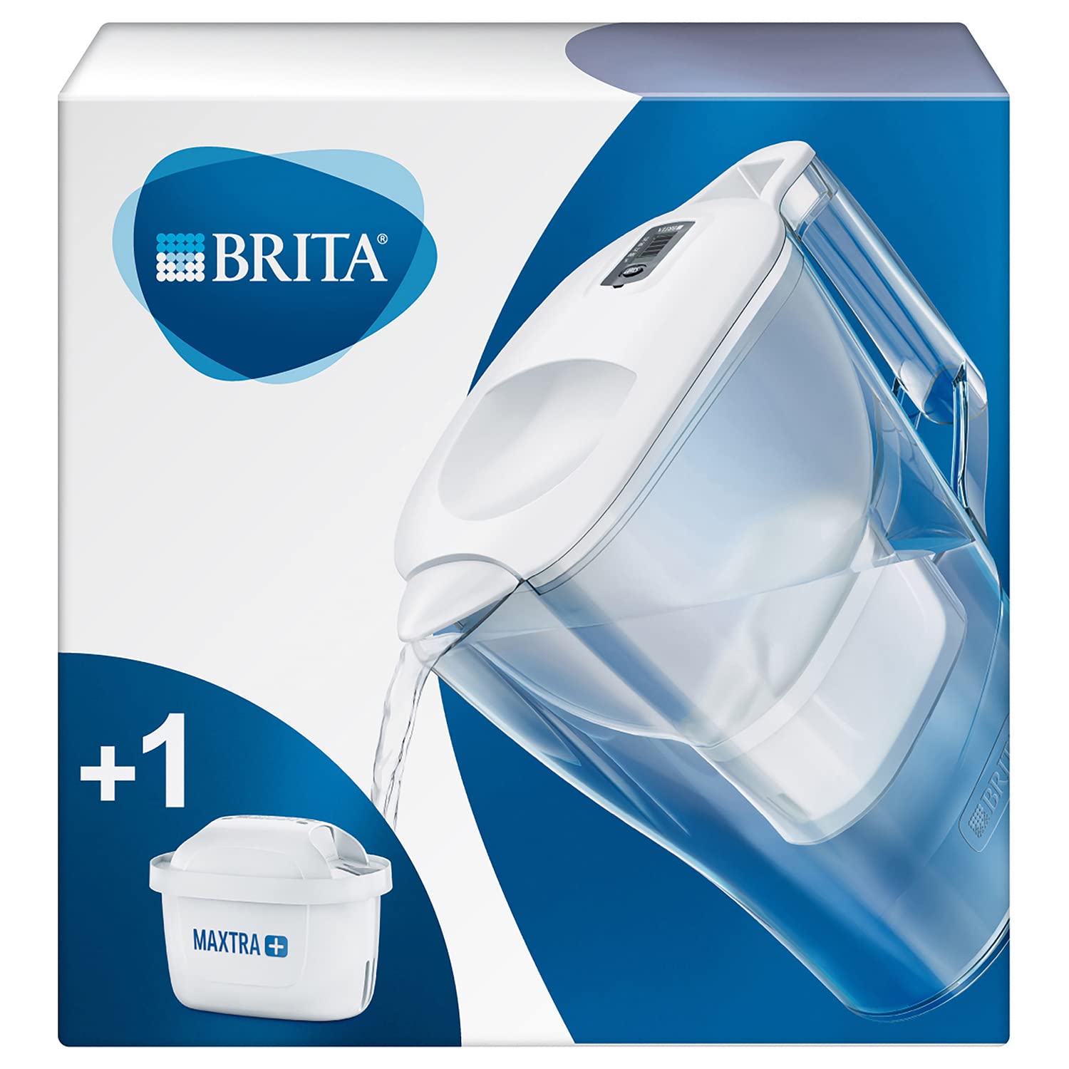BRITA Aluna fridge water filter jug for reduction of chlorine, limescale and impurities, Includes 1 x MAXTRA+ filter cartridges, 2.4L -White