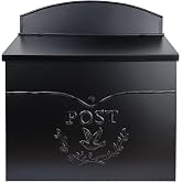 NACH Chelsea Wall Mount Mailbox for Outside, 11.5 x 5 x 13 inches, Black Mailboxes for Outside, Water Resistant Mailbox for Outside