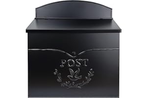 NACH Chelsea Classic Metal Post Mailbox, Vintage European Design, Powder Coated Maximum Rust Protection, 11.5 x 5 x 13, Black