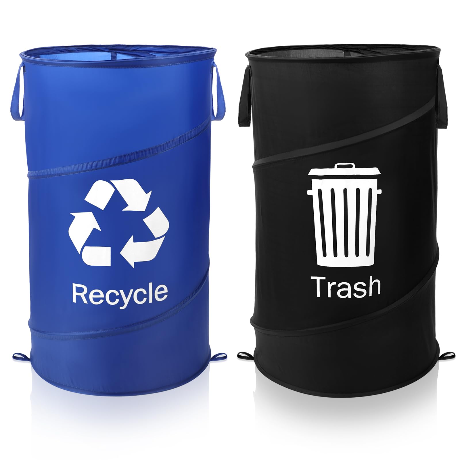 Umigy 2 Pcs 33 Gallon Pop up Trash and Recycling Container Collapsible ...