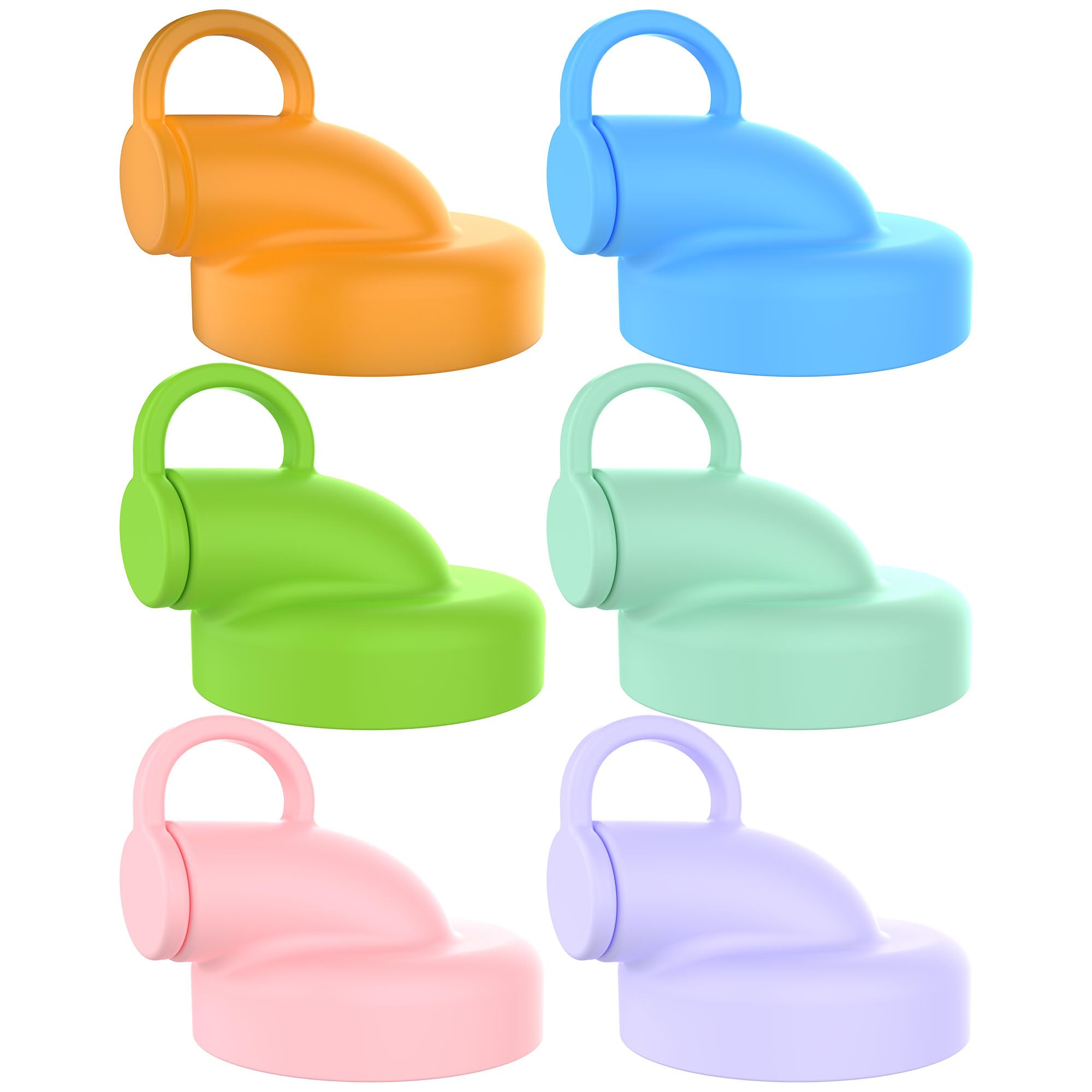 Photo 1 of 6-Pack Silicone Milk Bottle Dispenser Lids, 48mm Leak-Proof Reusable Pour Spout Conversion Caps for Stanpac & Libbey & The Dairy Shoppe, 6 Colors Replacement Set, Dishwasher-Safe, Jug Not Included