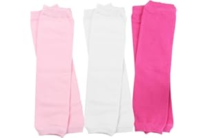 juDanzy 3 Pair Baby Girl Leg Warmers in Light Pink, White and Hot Pink (Newborn)