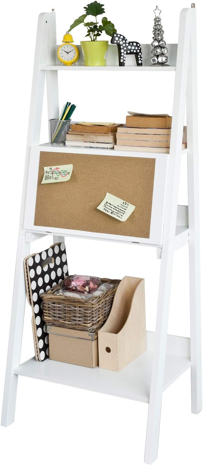 Sobuy Frg115 W White Storage Display Shelving Ladder Shelf
