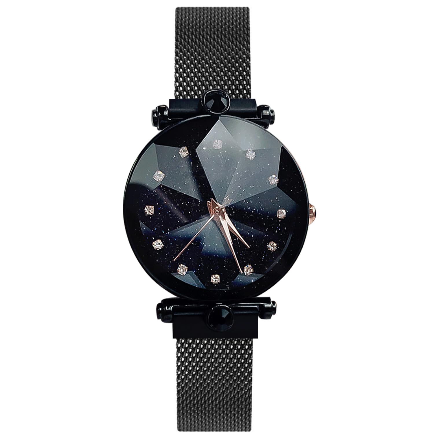RORIOS Women Watches Waterproof Analogue Quartz Watches Starry Sky Dial with Stainless Steel Mesh Strap Fashion Dress Ladies Wrist Watches
