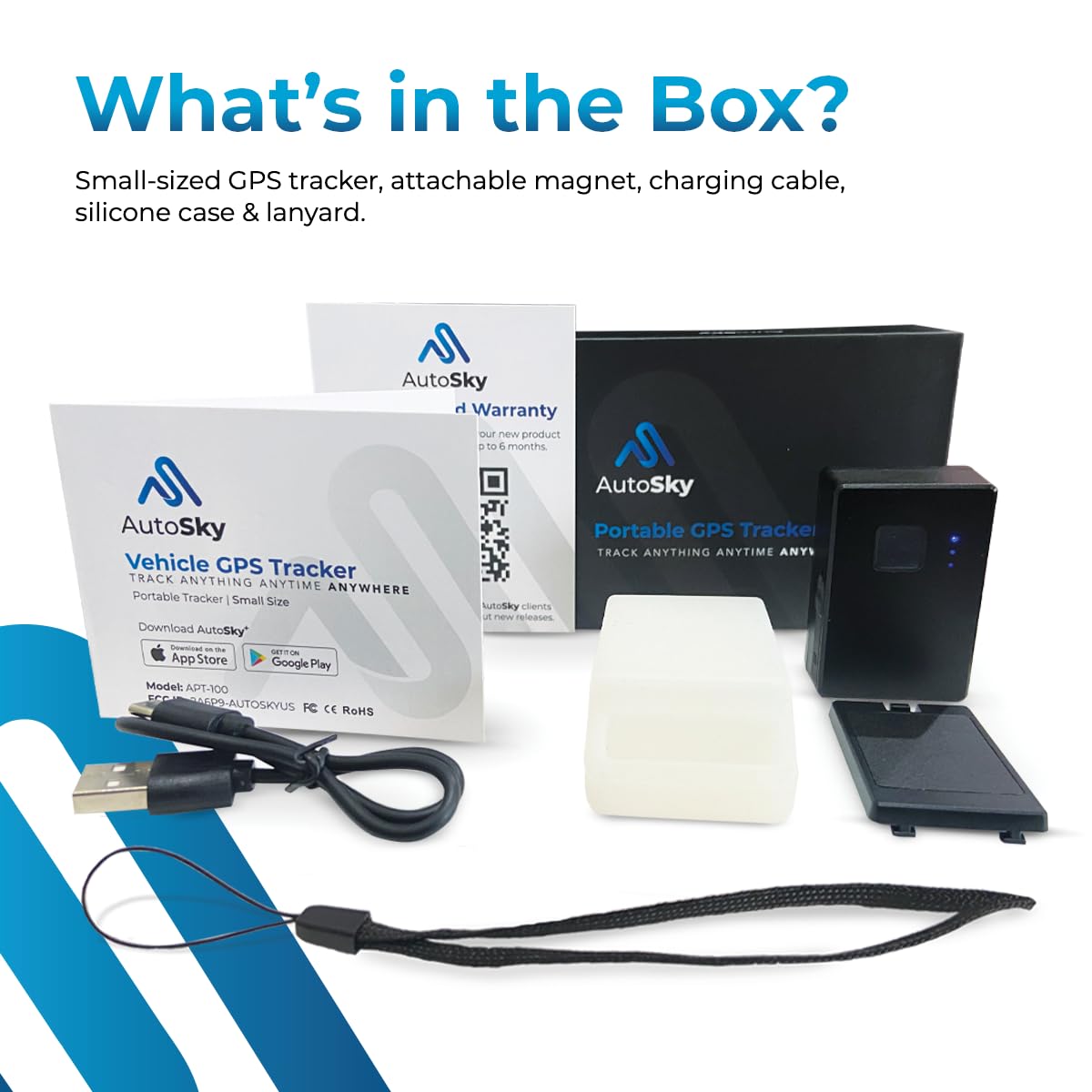 AutoSky GPS Tracker - Small Portable, Splashproof Magnet Mount, North and South America Coverage. 4G LTE Real-Time Tracking for Vehicle, Asset, Fleet, Elderly and More. Subscription is Required