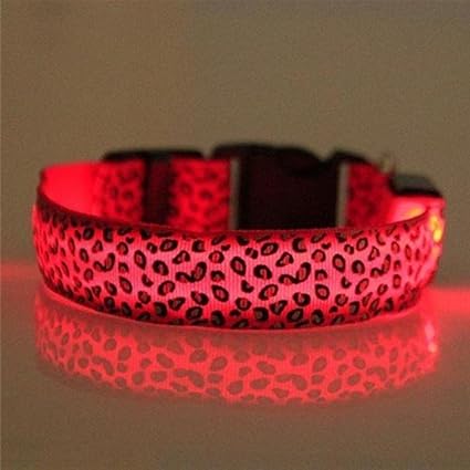 Namsan Motif Léopard Collier Led Pour Chiens Animaux Puppy Doggie Col Lumière Flashing Lights Red Couleur Petite