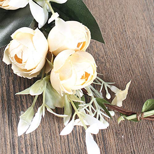 Flower Crown Headband Rose Wreath Garland Hair Bands Floral Wedding Bridal Hair Hoop Women Ladies Leaf Vine Party Decoration Headdress Headwear Christmas Handmade Headpiece Hair Accessories White