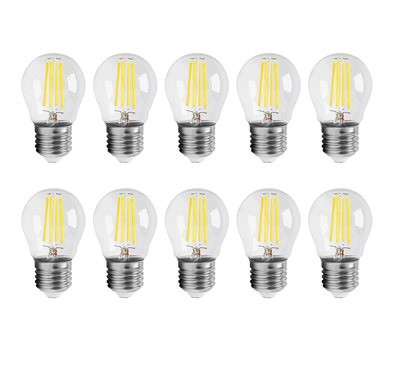 WULUN E27 4W LED Filament Bulbs, Cold White 6000K, 4W Equivalent 40W Halogen, 400LM, Transparent Glass, Edison G45 Mini Spherical Light, AC 220-240V, Non-Dimmable, for Decorative Lighting, 10 Pcs