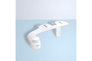 Omigo Element Bidet Attachment Non-Electric Thin Modern Design, Dedicated Rear and Front Self-Cleaning Nozzles with Pressure Control Dial (Ambient Temp, White)