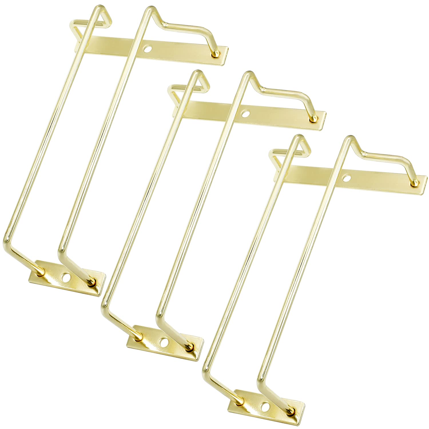 zoohot 7-Inch Under Cabinet Wine Glass Rack Stemware Holder Glasses Storage Hanger Metal Organizer Gold