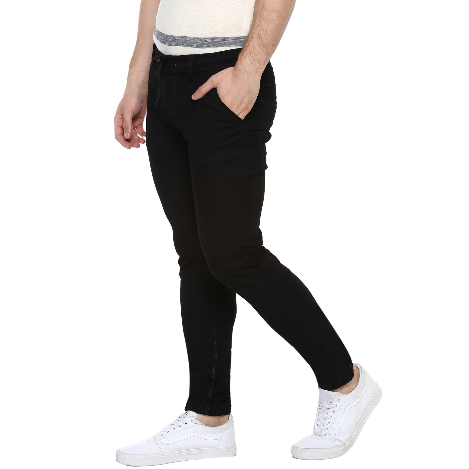 urbano fashion men's black slim fit stretchable jogger jeans