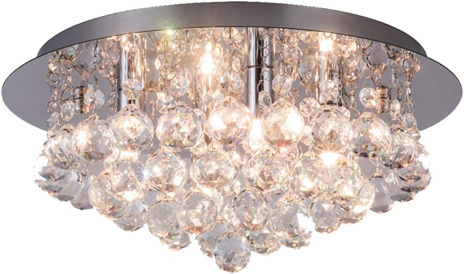 Flush Mount Ceiling Lights Fixtures,Modern K9 Transparent Crystal Chandeliers,4-light G9 Lamp Holder Stainless Steel Crystal Ceiling Lamps,for Living Room Bedroom Dining Room Kitchen Restaurant.