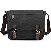 Sechunk Canvas Vintage Messenger Bag Shoulder bag Leather Large Travel Crossbody bags for men women 15inch Laptop