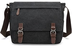 Sechunk Canvas Leather Messenger Bag Shoulder bag Cross body bag Crossbody large for men boy girl student school