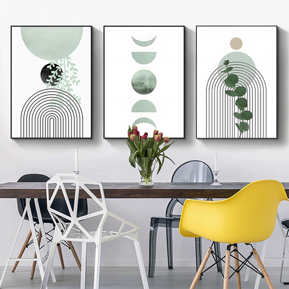 JNAOZI Aesthetic Plant Pictures, Boho Decorative Pictures, Modern Abstract Art Wall Pictures, Bohemian Poster Set, Without Frame (Set 01, 40 x 60 cm x 3 Pieces)