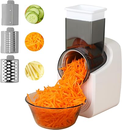 ten-tatent Electric Cheese Grater Salad Maker Fruit Veg Cutter Slicer w/ Blades