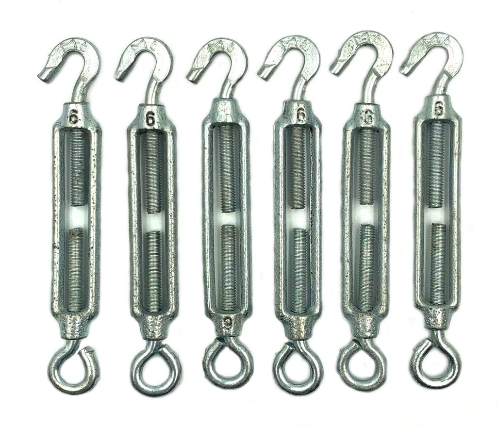 Turnbuckles 6 PCS HEVERP M6 304 Stainless Steel Hook & Eye Turnbuckle