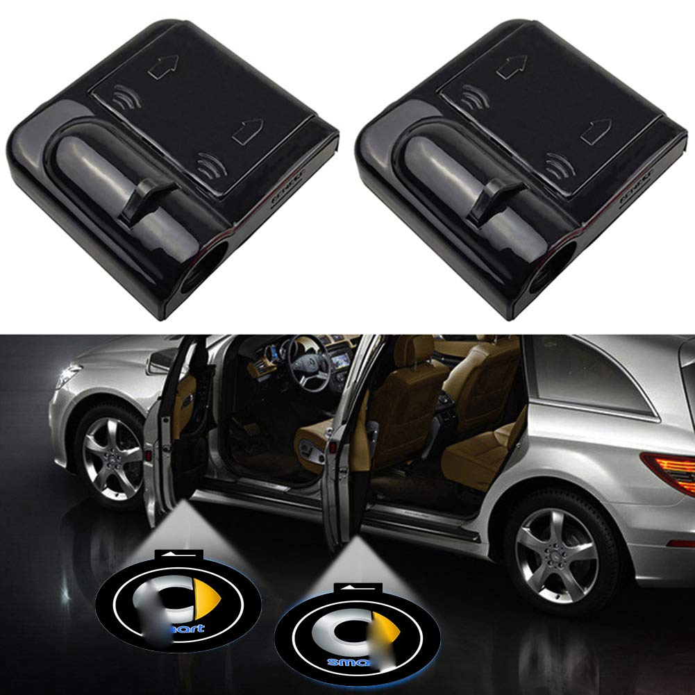2pcs Wireless Car Projection, Led Projector Door Shadow Welcome Light Laser Emblem Logo Kit Lamps,For Benz Smart Forfour Fortwo For-Us Roadster Brabus
